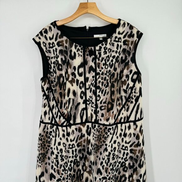 Studio One Leopard Print Dress size 24W Womens Plus Sleeveless scuba knit - Picture 3 of 9